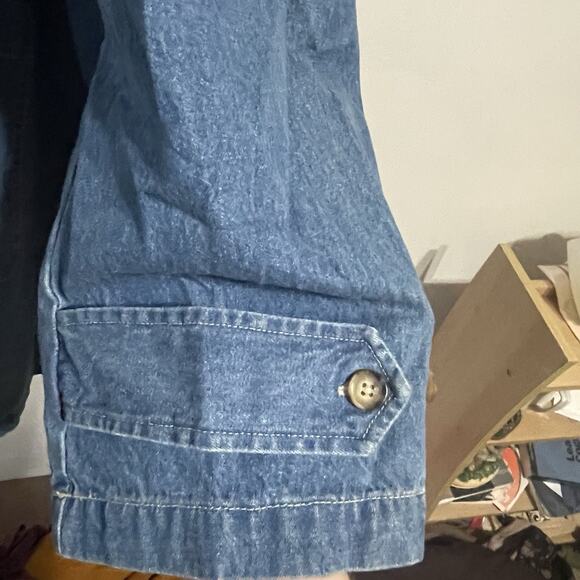 Vintage Denim & Co Duffle Chore Coat Womens 2XL Hooded 90s Long Blue Denim Togs - Picture 4 of 15